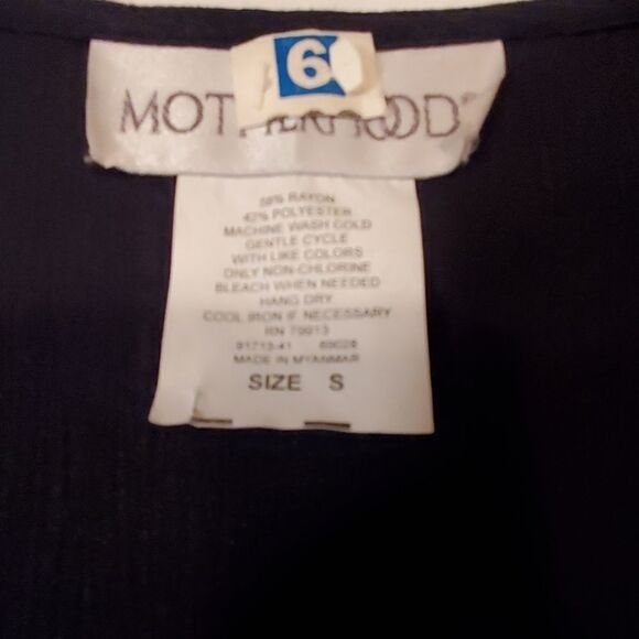 MOTHERHOOD MATERNITY NAVY BLUE + BLACK SHORT SLEEVE TIE WAIST MIDI DRESS small - Picture 7 of 7